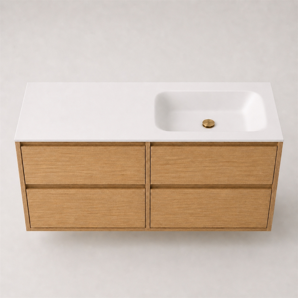 Corian plan vasque 122 cm incl. vasque Lux, droite, Glacier White